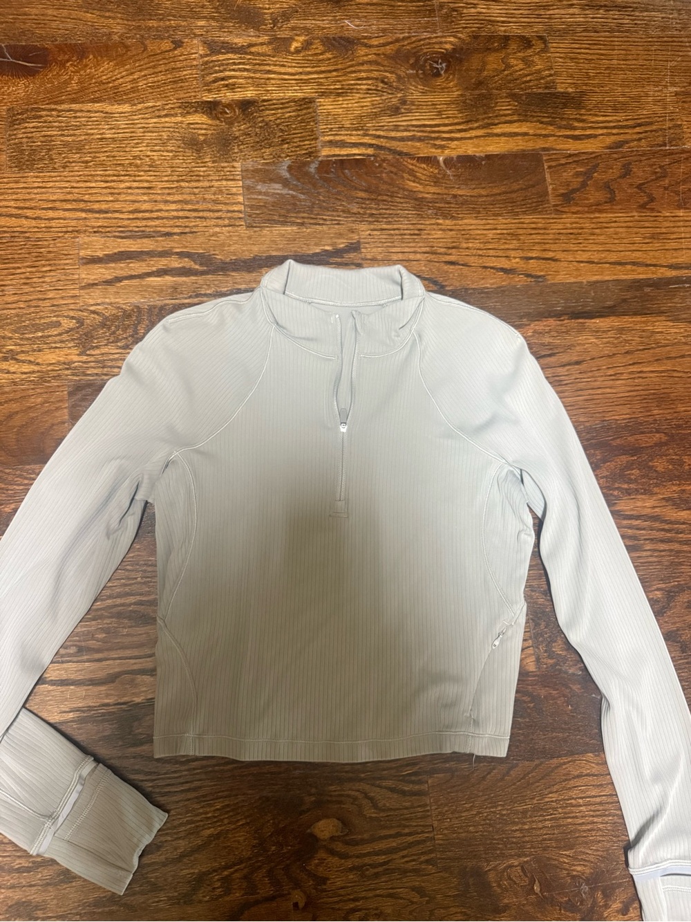 lululemon athletica Light Gray Ribbed Quarter-Zip Pullover